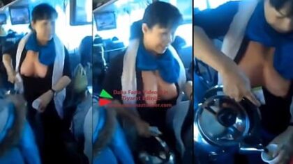 Otobüs Muavini Ablamız Yolculara Çay Dağıtıyor